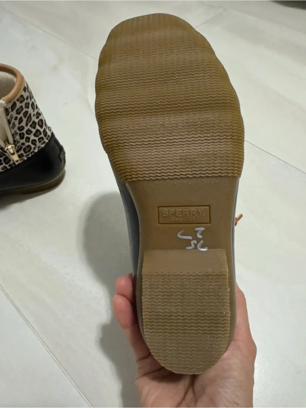 Sperry Kids Black & Leopard Print Rain Snow Boots